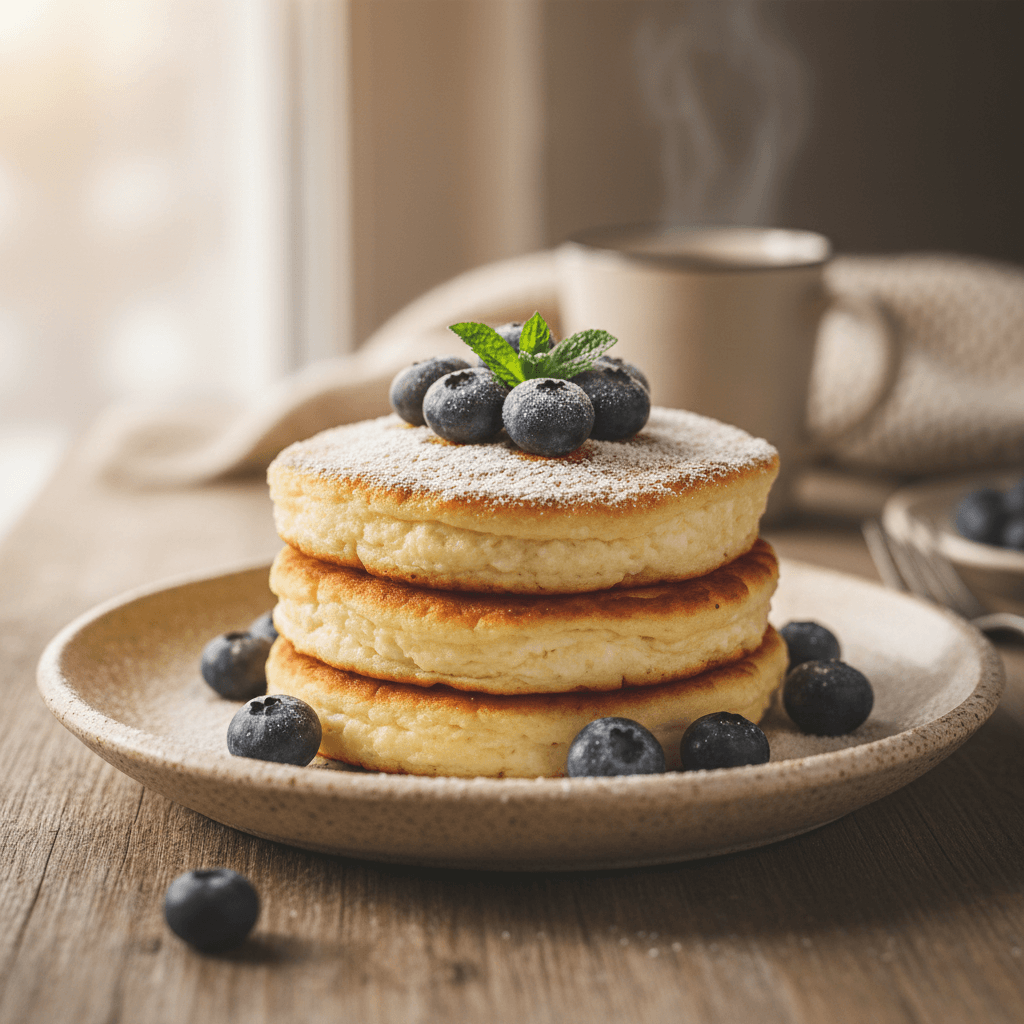 🥞 Puszyste placuszki z serka wiejskiego – szybkie i zdrowe śniadanie